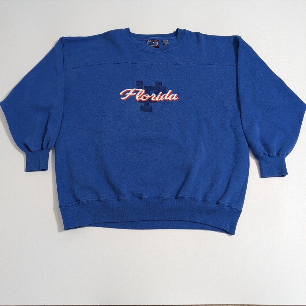 VINTAGE FLORIDA GATORS UF CREWNECK SWEATSHIRT BLUE 90s Crable Sportswear 2XL